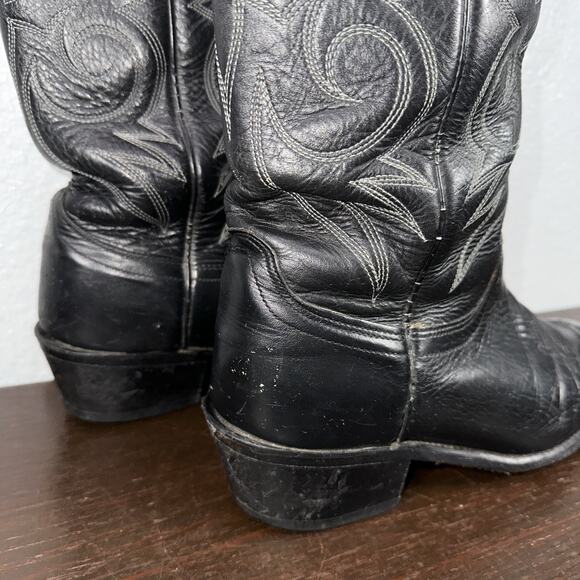 Vintage ACME Mens 8.5 D Black Leather Western Cowboy Boots Made USA (READ) main image 11